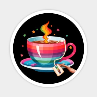 Proud LGBTQ gay pride tea drinker Rainbow Colored Tea Cup LGBTea Magnet